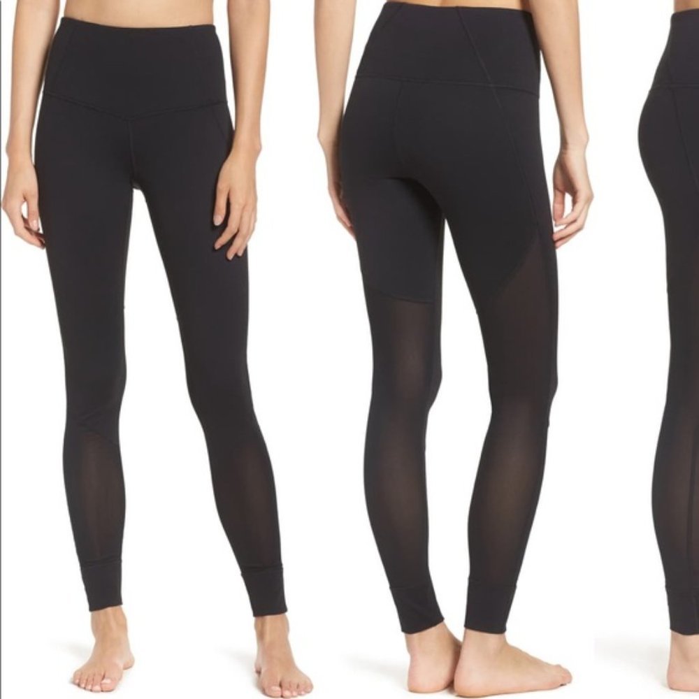 Zella Sultry High Waist Black Mesh Panel Leggings Sz S